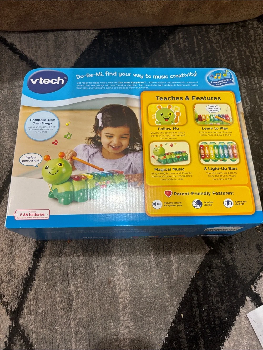 VTech Bright Green Caterpillar Xylophone Toy with Colorful Keys
